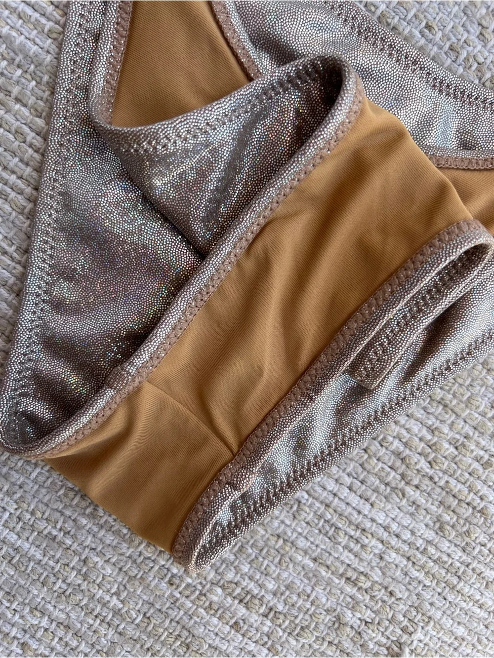 Strawberry Milk Mob Spectacle Bikini Bottom Cheeky Holographic Taupe sz M